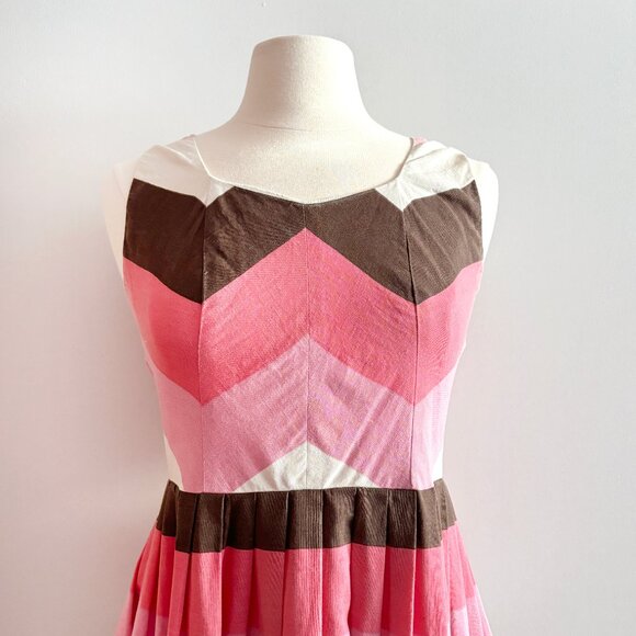 Modcloth Knitted Dove neapolitan stripe dress fits US Medium 6-8 - Picture 2 of 10